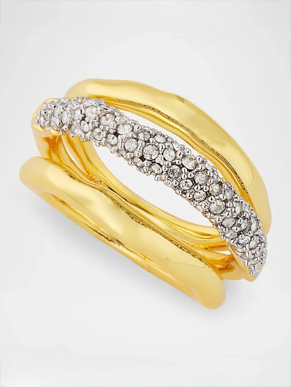 ALEXIS BITTAR Crystal Orbiting Ring Size Solanales Gold Clear Crystal JL19